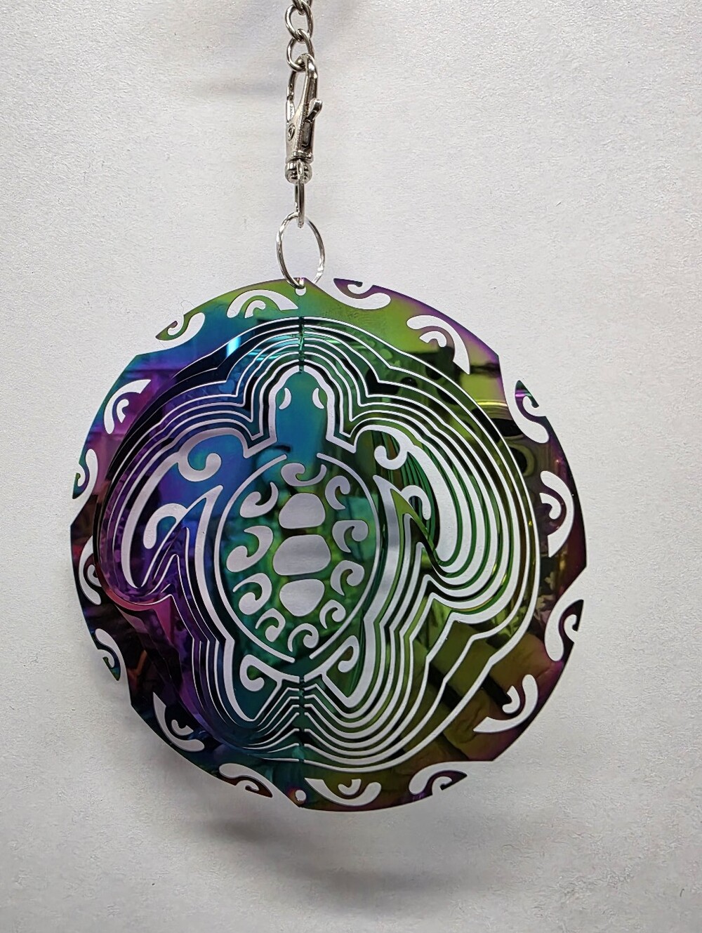 Iridescent Turtle Wind Spinner - Multi-Color Home Art